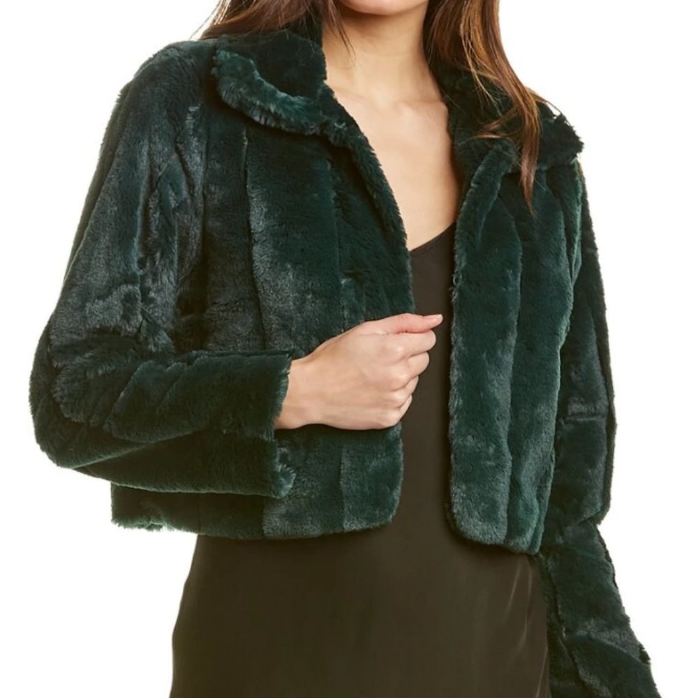 Laundry by Shelli Seagal Faux Fur Shrug Emerald size L - Picture 2 of 13